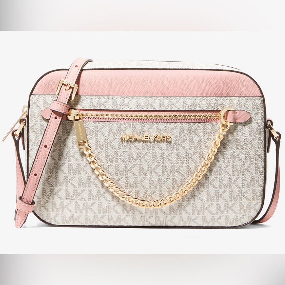 NWT Authentic Michael Kors Jet Set Large Logo Crossbody Bag w/Adjustable strap